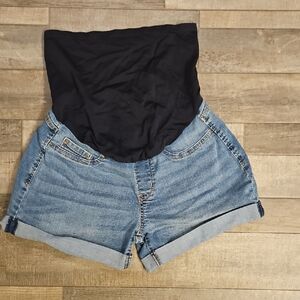 Black and Blue Maternity Denim Shorts